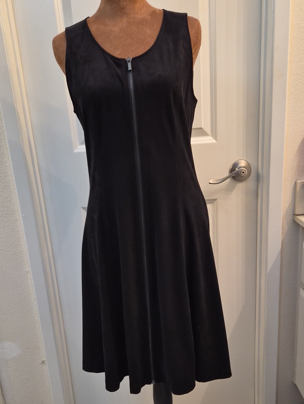 Alfani Black Sleeveless Zip-Front A-Line Dress with Scoop Neck